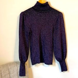 Ann Taylor black and purple sparkly sweater
